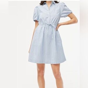 J. Crew Light Blue Striped Dress with Puff Sleeves size 6‎ medium